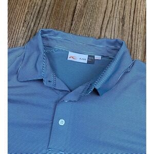 KJUS Soren Performance Short Sleeve Golf Polo Shirt Blue Striped Men's Sz Large